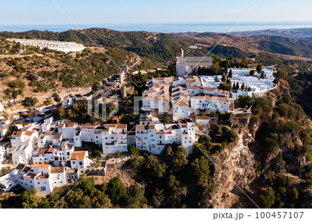 Bird's eye view of Spanish town Casares Bird's eye view of Spanish town Casares 100457107
