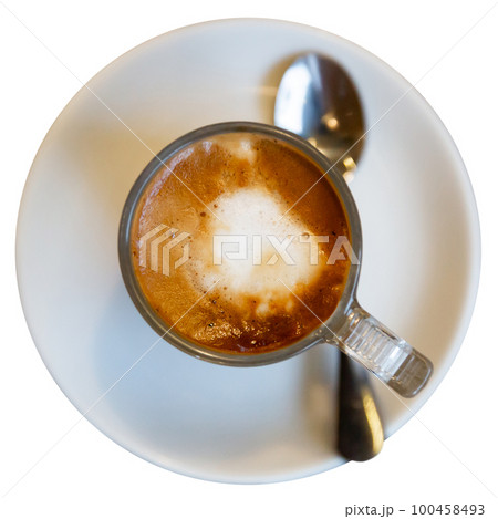 Freshly prepared cortado coffee in cup 100458493