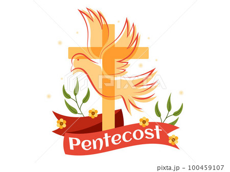 Pentecost Sunday Illustration with Flame and Holy Spirit Dove in Catholics or Christians Religious Culture Holiday Flat Cartoon Hand Drawn Templates Pentecost Sunday Illustration with Flame and Holy Spirit Dove in Catholics or Christians Religious Culture Holiday Flat Cartoon Hand Drawn Templates 100459107