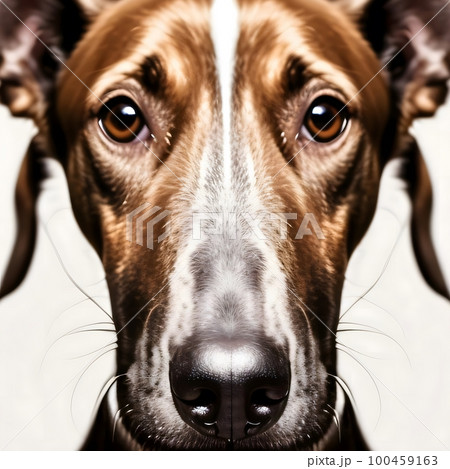 Cute Beautiful Greyhound Dog Portrait Close Up. Ai Generative Illustration. 100459163