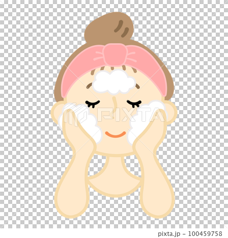 洗顔・スキンケアする女性のイラスト素材 100459758