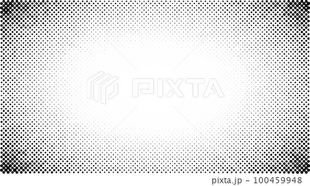 Halftone radial gradient texture. Comic style grain background. Faded textured frame. Grunge sand speckles affect. Dotted particles wallpaper. Pixelated vector backdrop Halftone radial gradient texture. Comic style grain background. Faded textured frame. Grunge sand speckles affect. Dotted particles wallpaper. Pixelated vector backdrop 100459948