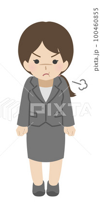 ふくれっ面の若い女性 スーツ ふくれっ面の若い女性 スーツ 100460855