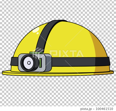 ヘッドライト付きヘルメット斜めのイラスト 100461510
