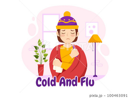 Sick Person Flu and Cold Sickness Illustration with People Wearing Thick Clothes in Flat Cartoon Hand Drawn for Health Care Landing Page Template Sick Person Flu and Cold Sickness Illustration with People Wearing Thick Clothes in Flat Cartoon Hand Drawn for Health Care Landing Page Template 100463091