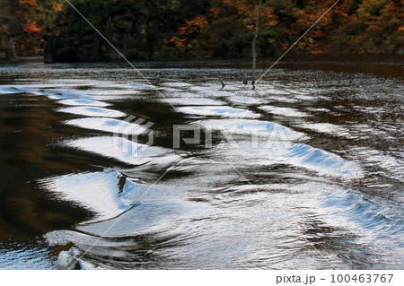 航跡の波紋に映る青空の色 100463767