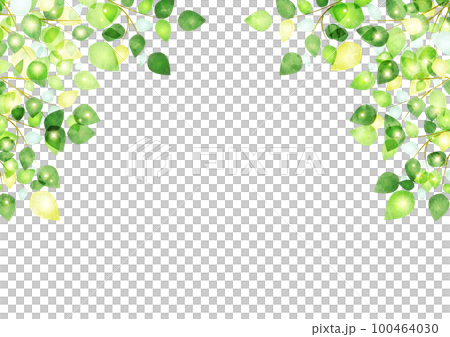 水彩風新緑キラキラの葉っぱアーチフレーム 水彩風新緑キラキラの葉っぱアーチフレーム 100464030