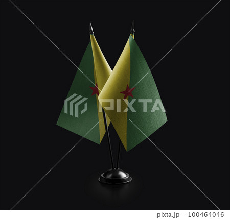 Small national flags of the French Guiana on a black background Small national flags of the French Guiana on a black background 100464046