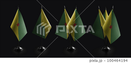 Small national flags of the French Guiana on a black background Small national flags of the French Guiana on a black background 100464194