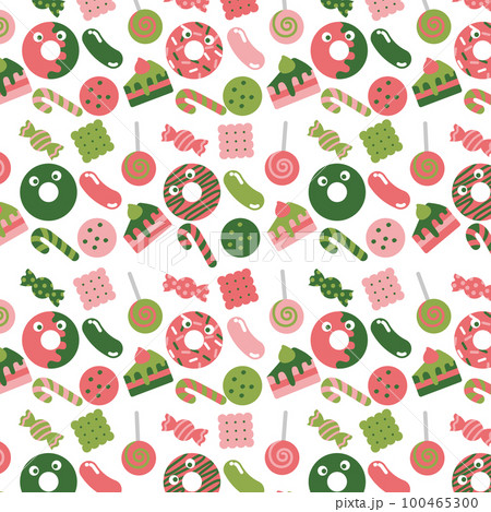 お菓子　シームレスパターン　春 100465300