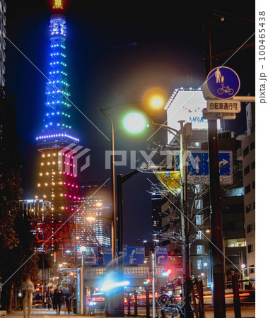 WBCライトアップの東京タワー WBCライトアップの東京タワー 100465438