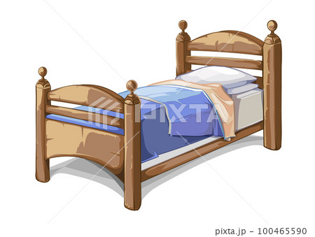 Wood bed in cartoon style. Vector illustration Wood bed in cartoon style. Vector illustration 100465590