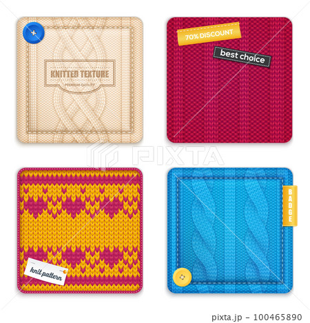 Knitted Patterns Realistic Samples Set 100465890