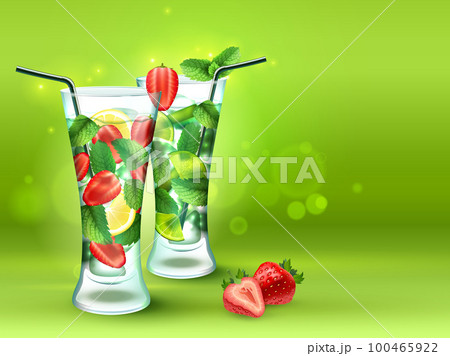 Two Cocktails Realistic Composition Two Cocktails Realistic Composition 100465922