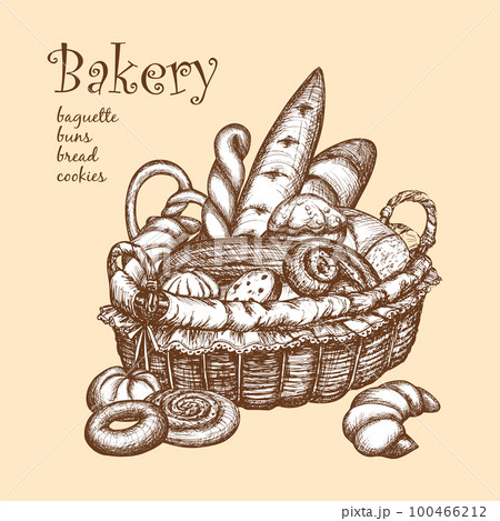 Basket With Bakery 100466212