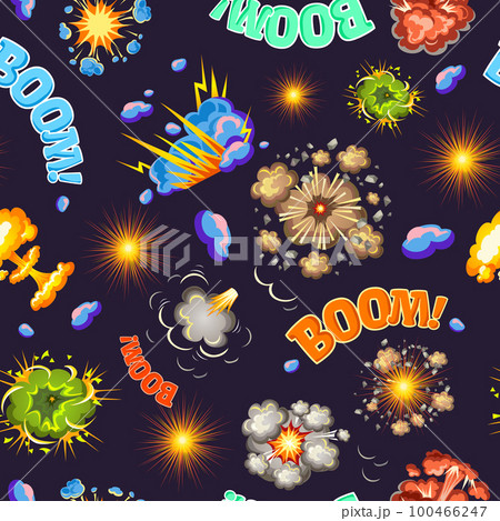 Comic Style Explosions Seamless Pattern 100466247
