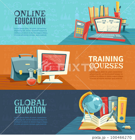 School Education Online Courses Banners Set 100466270