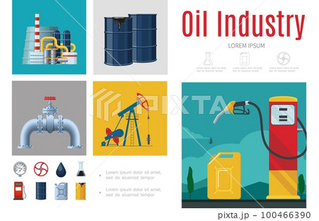 Flat Oil Industry Infographic Template Flat Oil Industry Infographic Template 100466390