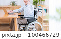 車椅子に乗ったシニア男性（介護・福祉・パソコン） 100466729