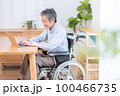 車椅子に乗ったシニア男性（介護・福祉・パソコン） 100466735