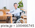 車椅子に乗ったシニア男性（介護・福祉・パソコン） 100466745