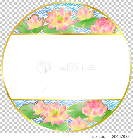 帶有睡蓮圖案的圓形日式裝飾材料 100467088