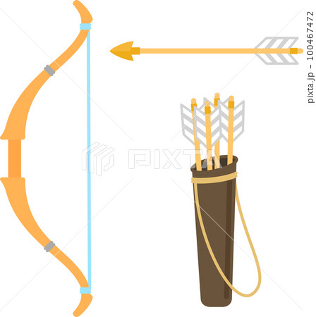 シンプルな弓矢と矢筒 100467472