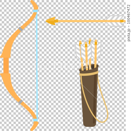 シンプルな弓矢と矢筒 100467472