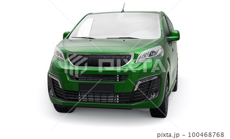 Green van on a white background. A small commercial car-based delivery van for the narrow streets of old towns. Courier delivery of orders. 3d rendering Green van on a white background. A small commercial car-based delivery van for the narrow streets of old towns. Courier delivery of orders. 3d rendering 100468768