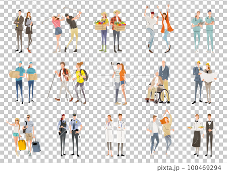 Vector illustration material: men and women, pair, lifestyle, person set Vector illustration material: men and women, pair, lifestyle, person set 100469294