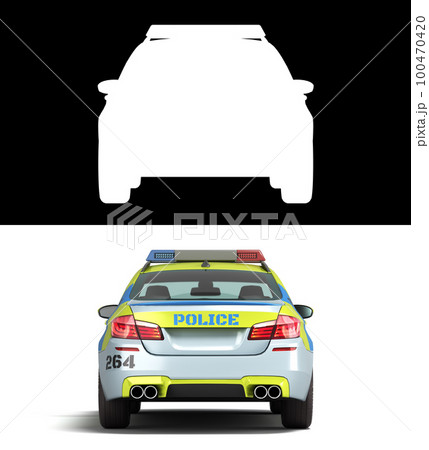 modern police car back view 3d remdr on white with alpha modern police car back view 3d remdr on white with alpha 100470420