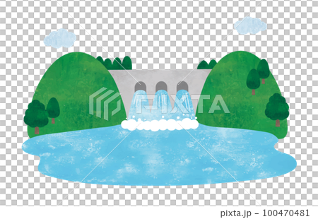 dam hydro power watercolor 100470481