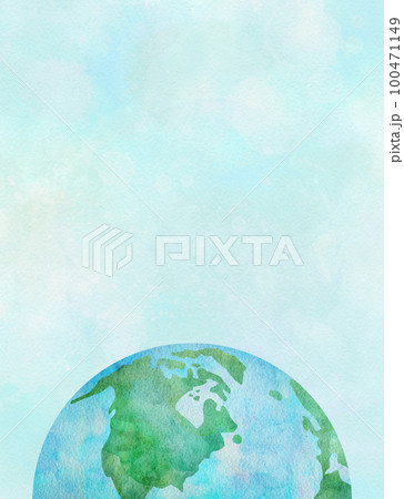 地球の水彩画イラスト背景/アメリカ 100471149