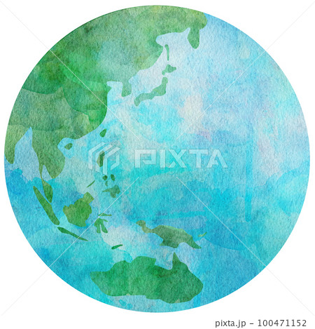 地球の水彩画イラストパーツ/オセオニア大陸 100471152