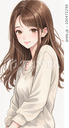 ロングヘアの女性のイラスト　 100472298