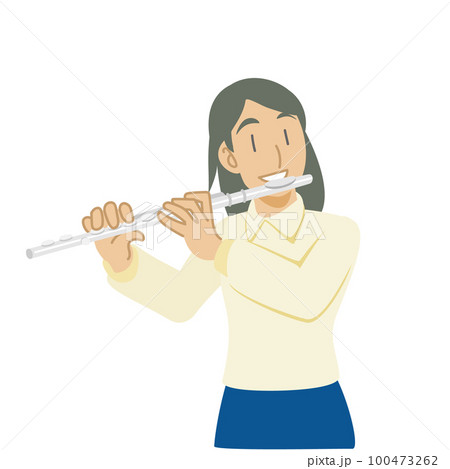 フルートを演奏する女性 100473262
