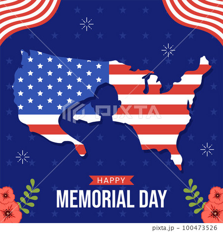 Memorial Day Social Media Background Illustration Cartoon Hand Drawn Templates 100473526