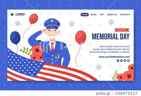 Memorial Day Social Media Landing Page Flat Cartoon Hand Drawn Template Background Illustration 100473527
