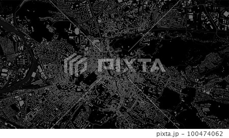 Black grey Lviv City area vector background map, Lviv roads and water cartography illustration. Black grey Lviv City area vector background map, Lviv roads and water cartography illustration. 100474062