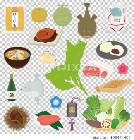 Ibaraki prefecture specialty illustration set 100474402