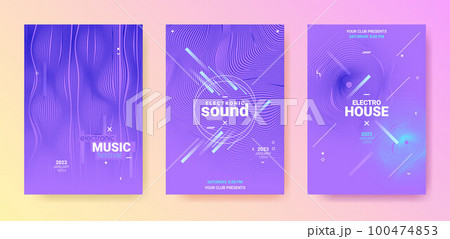 Blue Purple Dance Music Flyer. Electro Party Poster. Abstract Edm 100474853