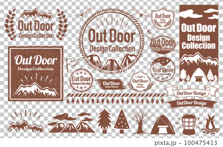 キャンプやアウトドアシーンに使えるナチュラルでシンプルおしゃれなデザインフレームセット_茶色 100475413