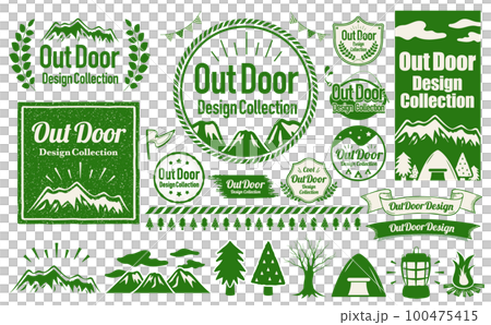 キャンプやアウトドアシーンに使えるナチュラルでシンプルおしゃれなデザインフレームセット_緑色 100475415