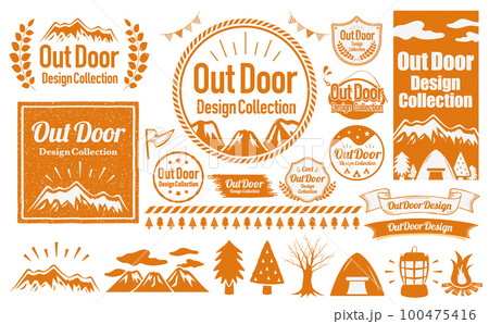 キャンプやアウトドアシーンに使えるナチュラルでシンプルおしゃれなデザインフレームセット_オレンジ 100475416