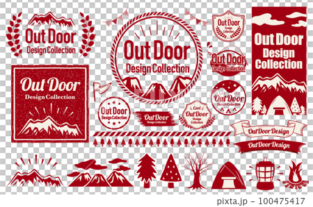 キャンプやアウトドアシーンに使えるナチュラルでシンプルおしゃれなデザインフレームセット_赤 100475417