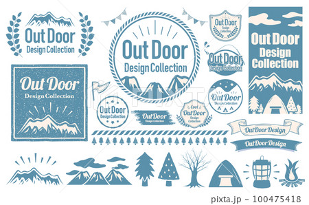 キャンプやアウトドアシーンに使えるナチュラルでシンプルおしゃれなデザインフレームセット_水色 100475418