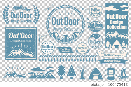 キャンプやアウトドアシーンに使えるナチュラルでシンプルおしゃれなデザインフレームセット_水色 100475418