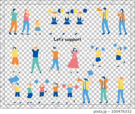 A set of people who support each other with all their might 100476332