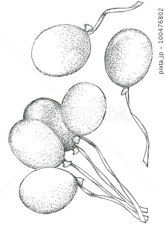 飛ぶ風船の手描きイラスト 100476802