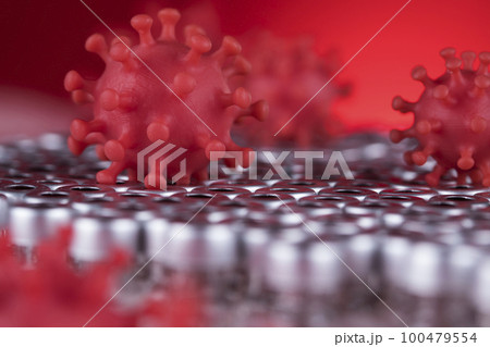 Virus cells in infected, Pandemic medical health 100479554